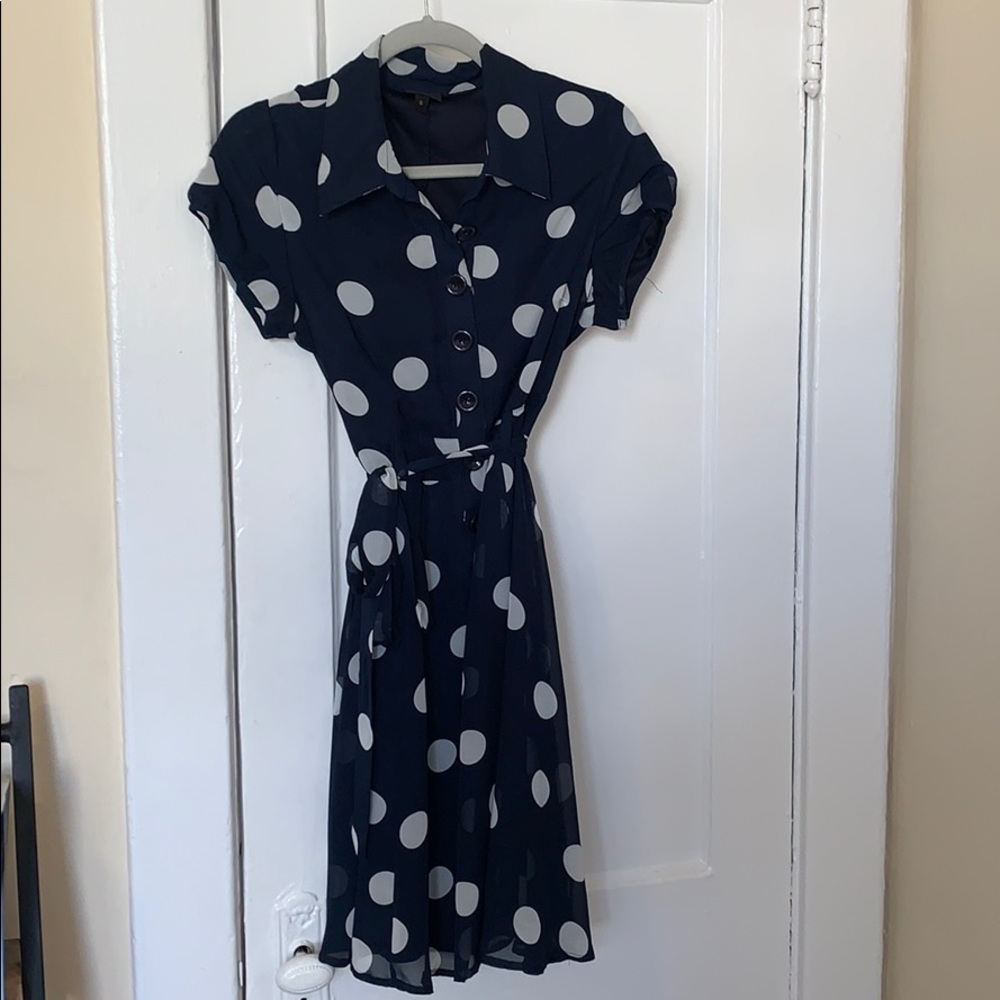 Navy polka dot dress